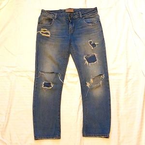 EUC ZARA DISTRESSED BLUE JEANS * SIZE 6 * MADE IN BANGLADESH * HERITAGE DENIM